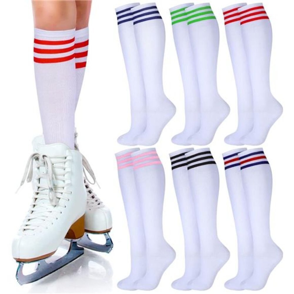 Stylish Striped Long Tube Socks 6 Pairs Women Knee High